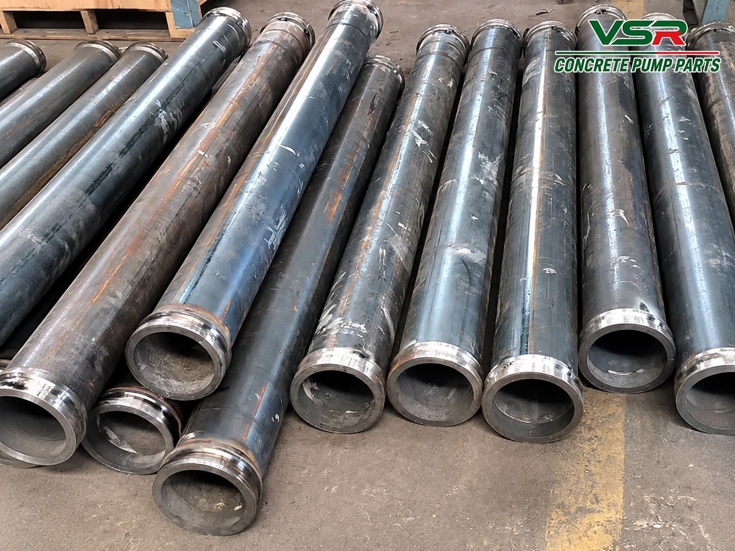 Concrete pump reducer pipe connection view